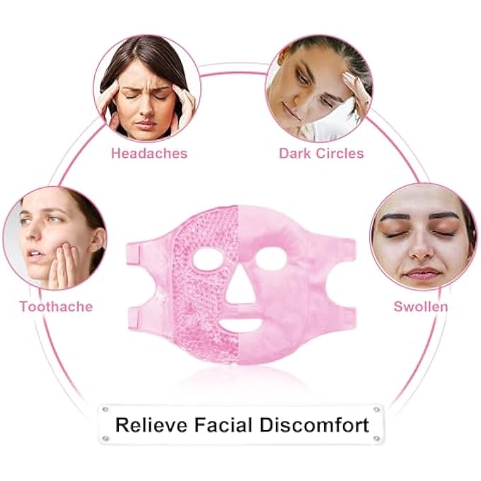 CONBELLA COLD FACE EYE MASKS ICE FACE MASK HOT COLD COMPRESS FOR DARK CIRCLES,PUFFINESS,MIGRAINES,HEADACHE, STRESS, REDNESS, COOLING FACE MASKS FOR WOMEN MAN,SKIN CARE. - Image 2